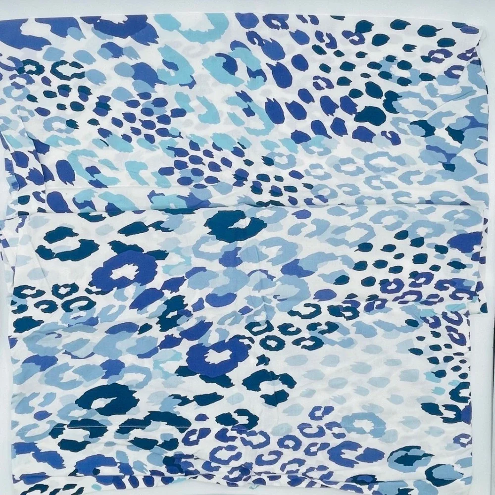 PBteen 2 Blue Leopard Animal Print Standard Pillowcase White Blue PB Teen